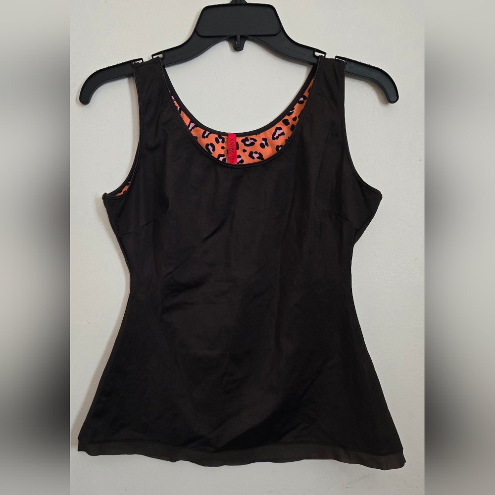 Women's SPANX Leopard Print Scoop Neck Cami XL Brown Shapewear Contour Firming